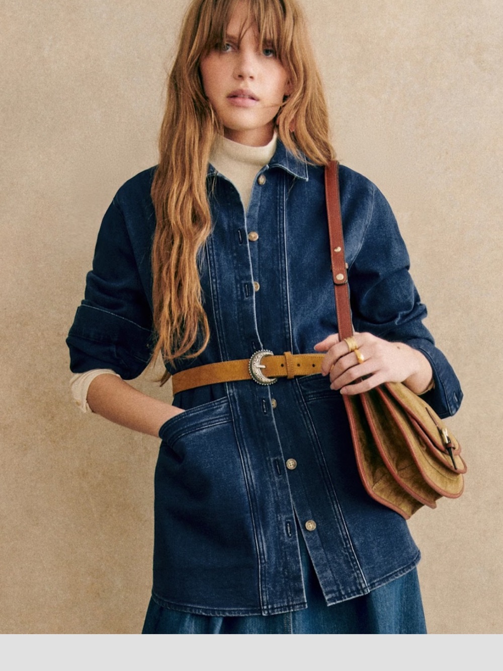 Sezane Will Denim Button-Front Jacket